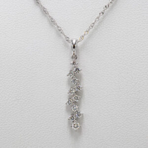 Cascading diamond freeform pendant in white gold