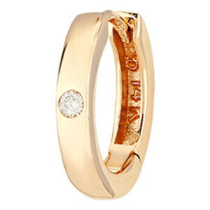 Wide gold hoop earrings with diamond inlay accent and hinge back