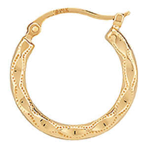 Textured gold hoop earrings with latch back