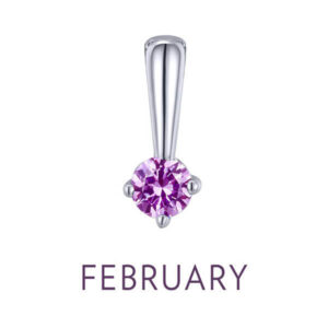 Birthstone Love Charm, featuring a simulated garnet in sterling silver bonded with platinum.