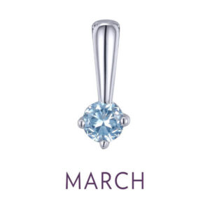 Birthstone Love Charm, featuring a simulated garnet in sterling silver bonded with platinum.