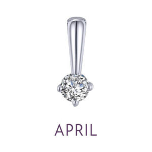 Birthstone Love Charm, featuring a simulated garnet in sterling silver bonded with platinum.