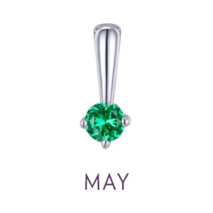 Birthstone Love Charm, featuring a simulated garnet in sterling silver bonded with platinum.