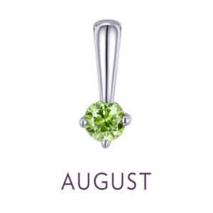 Birthstone Love Charm, featuring a simulated garnet in sterling silver bonded with platinum.