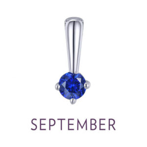 Birthstone Love Charm, featuring a simulated garnet in sterling silver bonded with platinum.