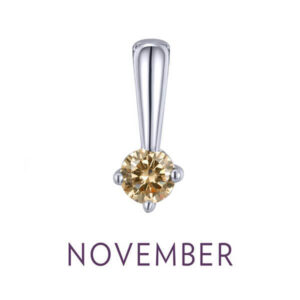 Birthstone Love Charm, featuring a simulated garnet in sterling silver bonded with platinum.