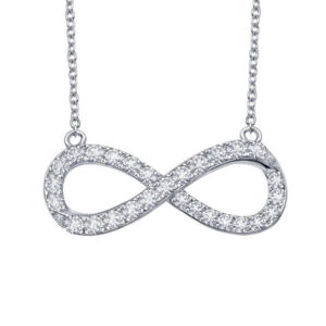 Infinity necklace is set with Lafonn's signature Lassaire simulated diamonds in sterling silver bonded with platinum.