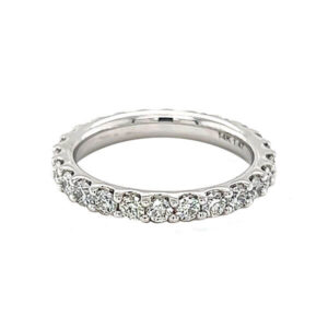 Diamond eternity band with brilliant cut diamond melee shared prong set 
