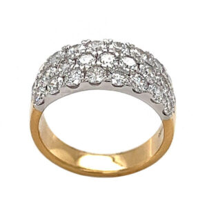 3 rows of shared prong set brilliant cut diamond melee 