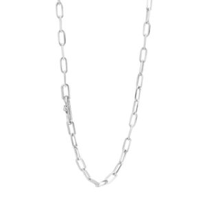 TI SENTO sterling silver platinum plated oval chain linked necklace