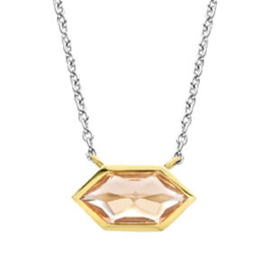 TI SENTO gold-plated necklace that features a nude pink stone embraced by a sleek geometric setting.