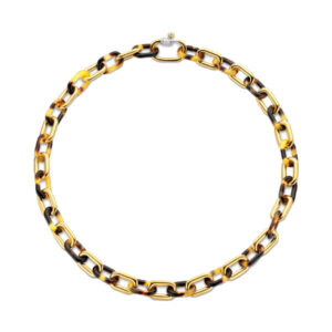 Leopard print and gold-plated link necklace