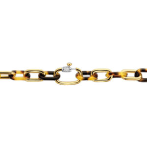 Leopard print and gold-plated link necklace