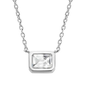 TI SENTO silver necklace with a shimmering white cubic zirconia handset in a silver setting. 