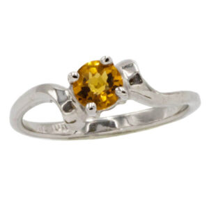 Round cut citrine ring in a white gold freeform setting