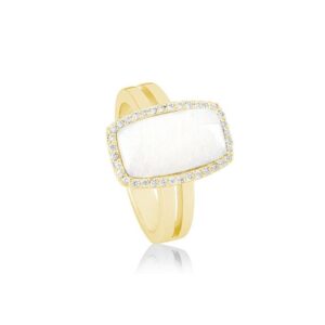 German designed fashion ring set with a natural unique cut Opal and brilliant cut diamond melee