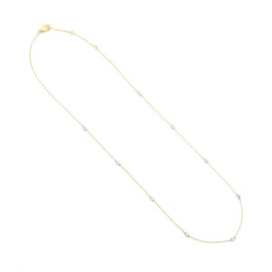 Yellow gold diamonds by the yard necklace set with brilliant cut natural diamonds 