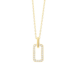 Rectangular shaped pendant set with .10ct tw of natural brilliant cut diamonds 