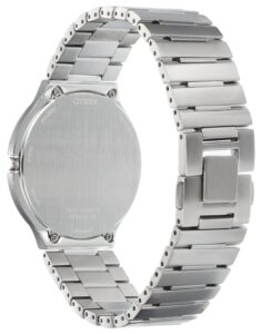 Silver stainless steel with black dial