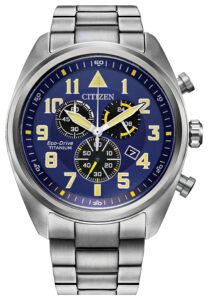 Silver Titanium with blue dial
