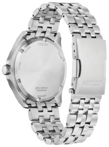 Silver stainless steel with gray dial