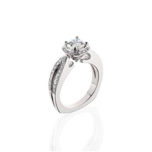 Aurum specialty halo engagement ring with natural brilliant cut diamond melee