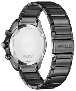 Gray stainless steel with blue dial