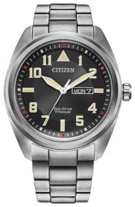 Silver titanium with black dial