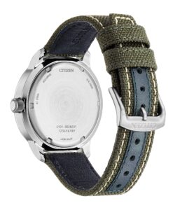 Stainless Steel with black dial and green nylon strap