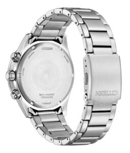 Silver stainless steel with green dial