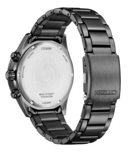 Gray stainless steel with black dial