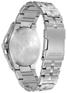 Silver stainless steel with blue dial 