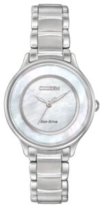 Silver stainless steel with silver dial. 