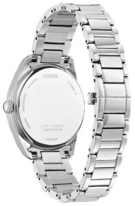 Silver stainless steel with white dial. 