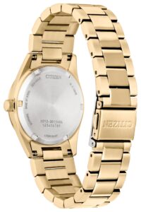 Gold Tone stainless steel with white dial.