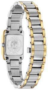 Two-tone stainless steel with white dial.