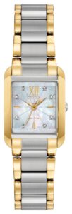 Two-tone stainless steel with white dial.