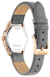 Pink gold tone stainless steel with gray dial and leather strap