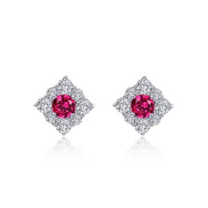 Lab Grown Ruby and simulated diamond earrings