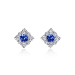 Lab Grown Sapphire and simulated diamond earrings