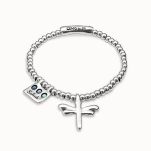 Beaded stretch bracelet with a dragonfly charm
