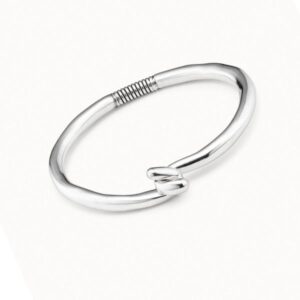 Silver-plated bracelet with a simple hook and eye fastener.